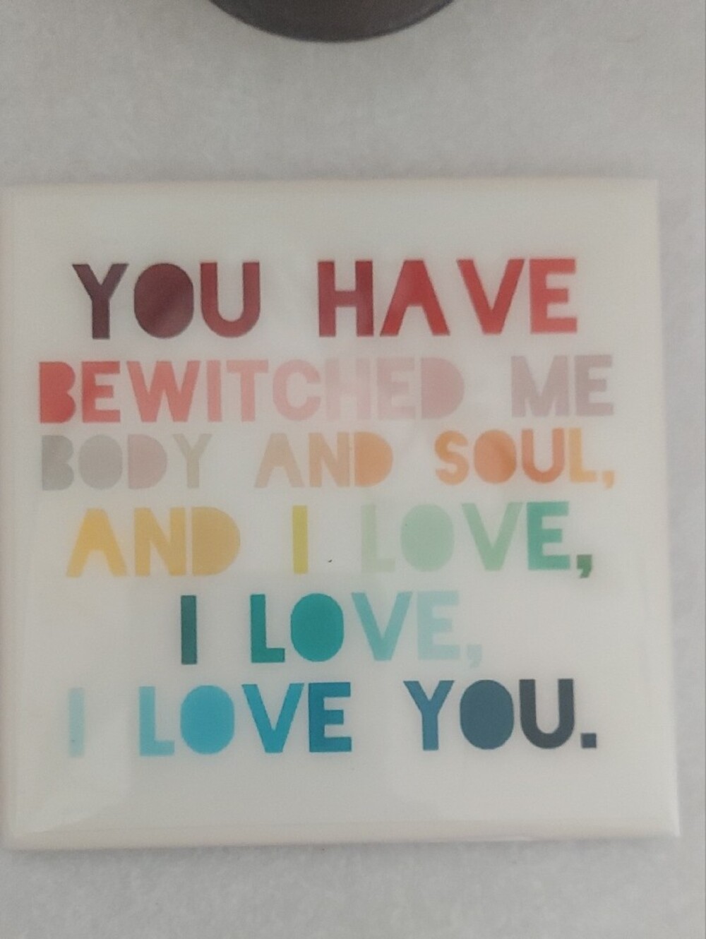 Pride&Prejudice Mr. Darcy Quote Tile Coaster 'You Have Bewitched Me' - Picture 4 of 4
